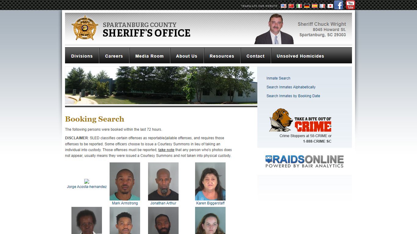 Booking Search - Spartanburg County Sheriff's Office